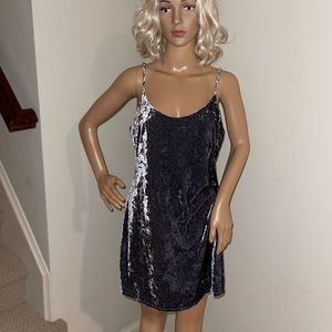 Crushed Velvet Gray Slip Dress